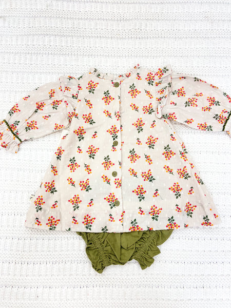Infant Girls Floral Dress & Bloomer Set