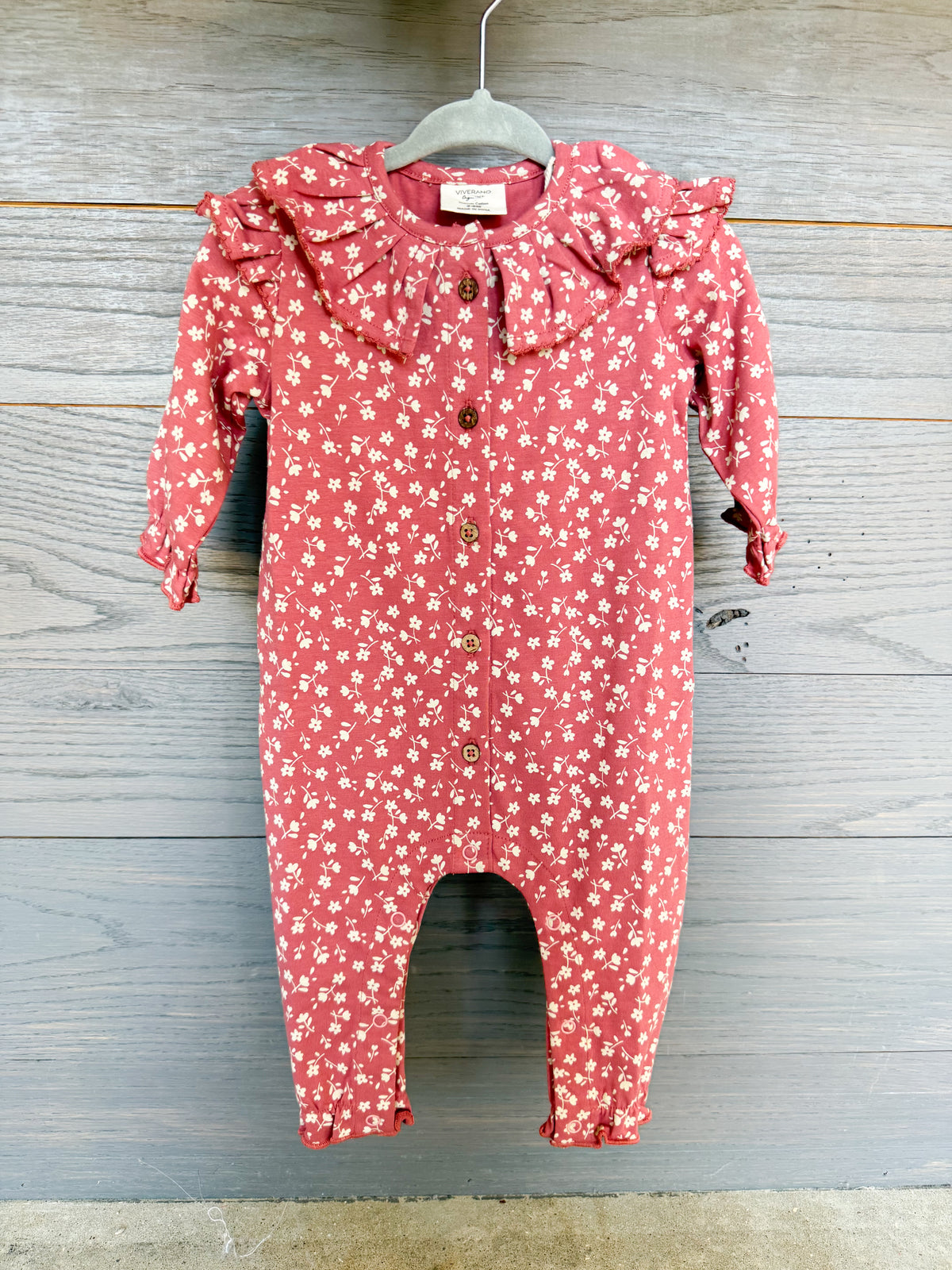 Rose Floral Smocked Baby Jumpsuit