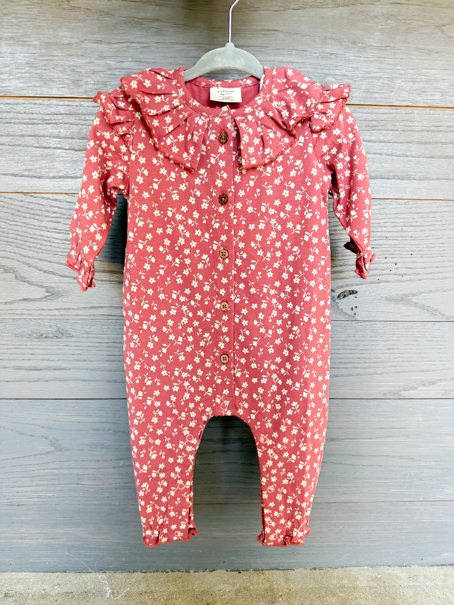 Rose Floral Smocked Baby Jumpsuit