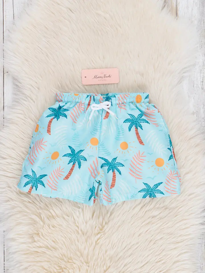 Boys Palm Tree Oasis Swim Trunk