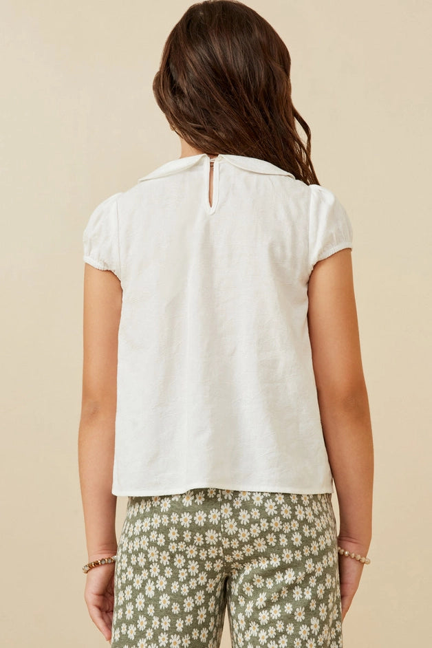 Youth Girls Embroidered Peter Pan Collar