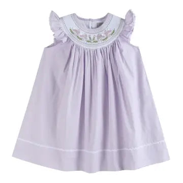 Baby Girl Light Purple Bunnies Smocked Bishop Dress