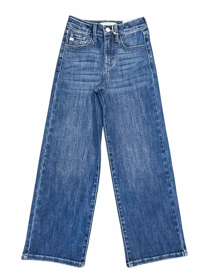 KanCan Youth Dark Wash High Rise Wide Leg Jeans