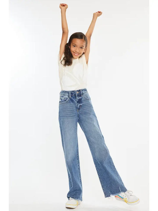 KanCan Girls High Rise Slim Wide Leg Jeans