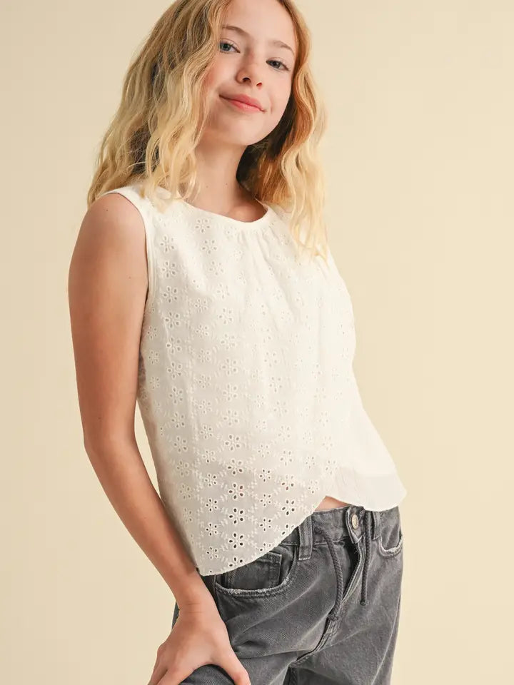 Youth Girls Sleeveless Tulip Top