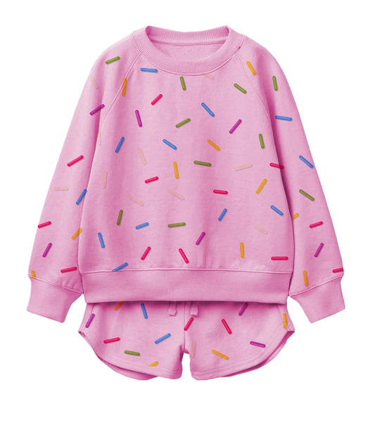 Toddler Girls Set - Confetti Sweatshirt & Shorts