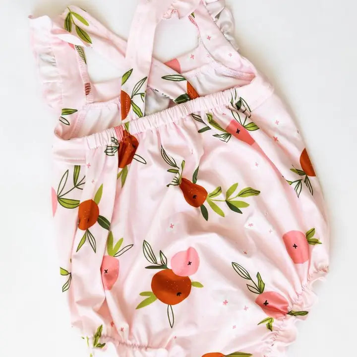 Baby Girls Tangerine Ruffle Cross Back Romper