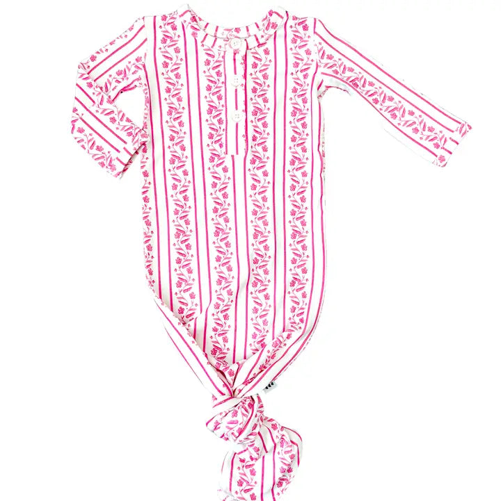 Infant Girl Aurora Knotted Gown - Pink