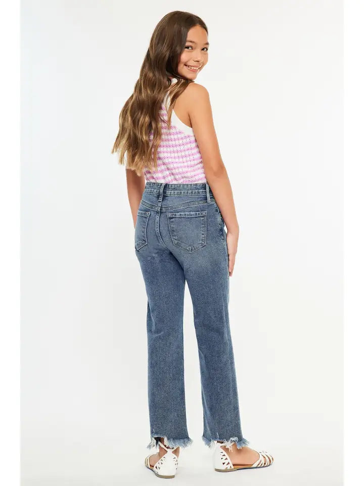 KanCan Girls High Rise Slim Straight Leg Jeans