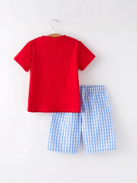 Boys Flag Embroidery Smocked Set