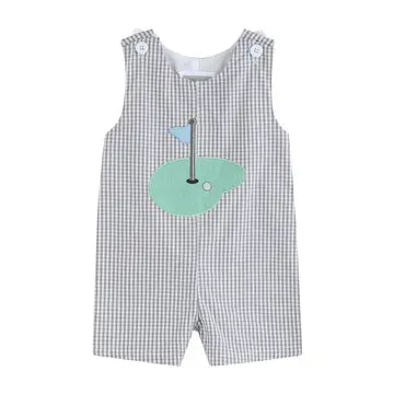 Infant Boy Gray Gingham Golf Shortall
