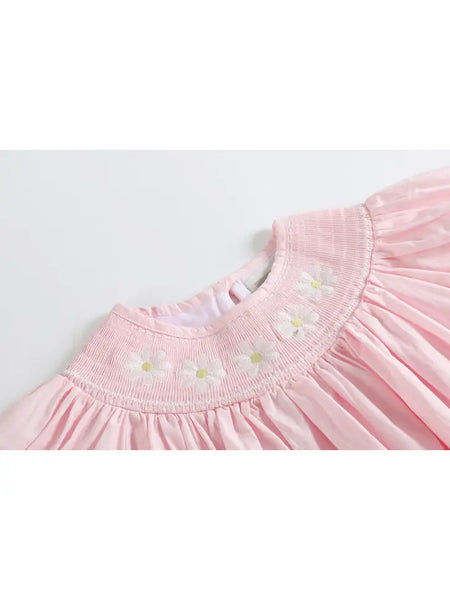Light Pink Daisy Smocked Bishop Dress