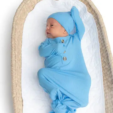 Newborn Knotted Gown and Bow/Hat Set