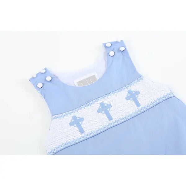 Baby Boys Smocked Crosses Romper