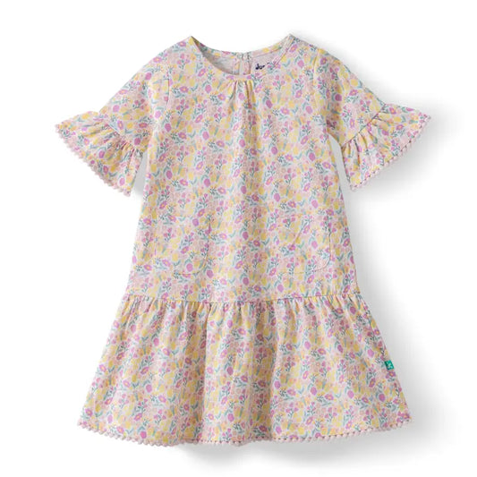 Toddler Girl Floral Ruffle Sleeve Tiered Dress