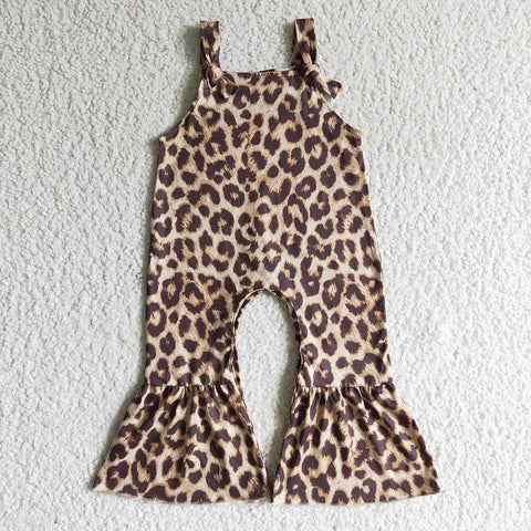 Baby Girls Leopard Strap Overalls Jumpsuits