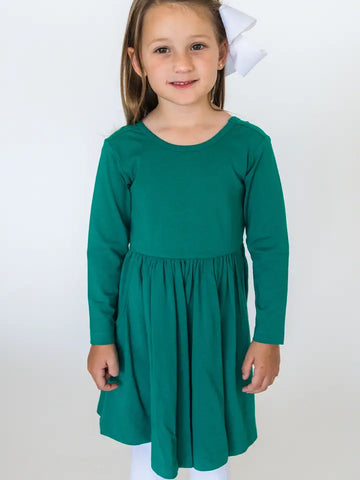Youth Girls Green Knit Long Sleeve Dress