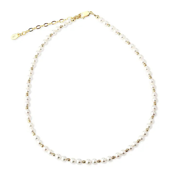 Girls 14k Gold Plated Pearl Necklace Baptism Gift