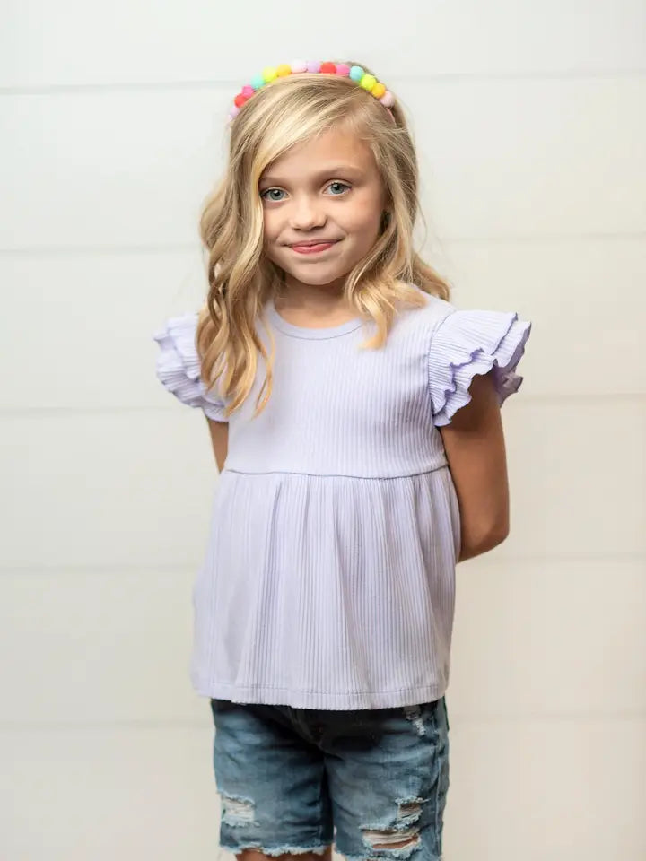 Girls Double Ruffle Sleeve Top