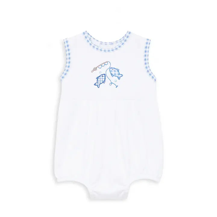Infant Boy Fishing Applique Bubble Romper