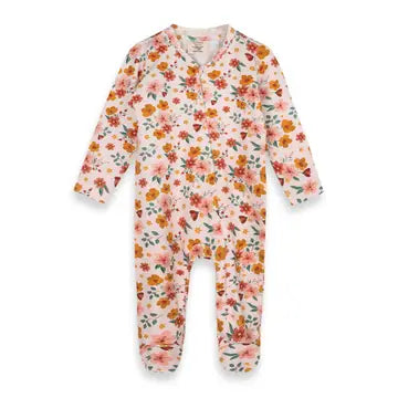 Infant Floral Zipper Footie
