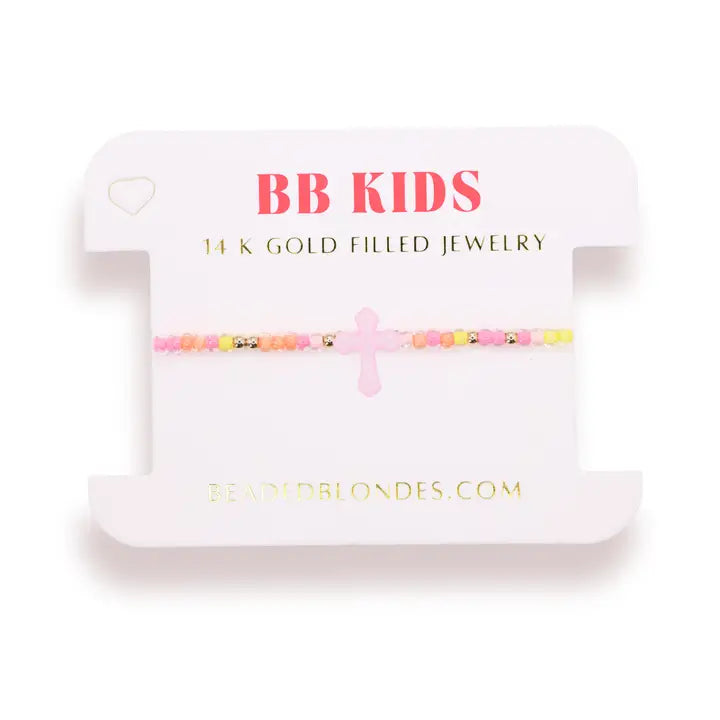 Beaded Blonde - Kids Colored Cross Bracelet