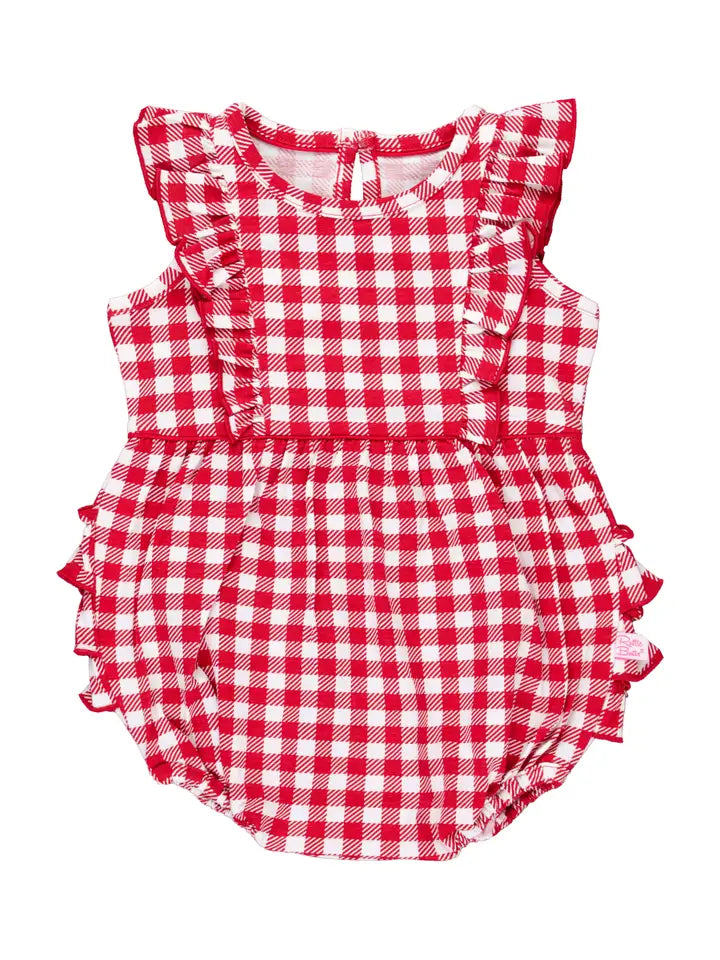 Baby Girls Red Gingham Tank Romper