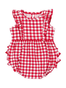 Baby Girls Red Gingham Tank Romper