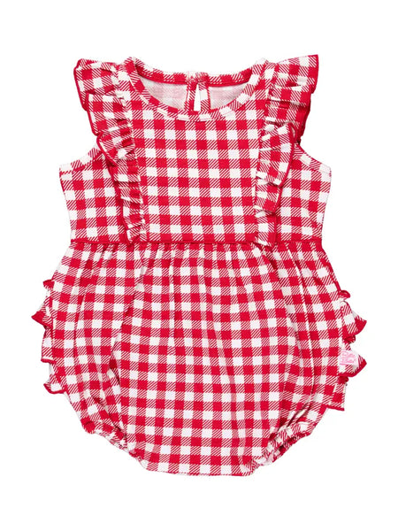 Baby Girls Red Gingham Tank Romper