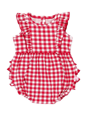 Baby Girls Red Gingham Tank Romper