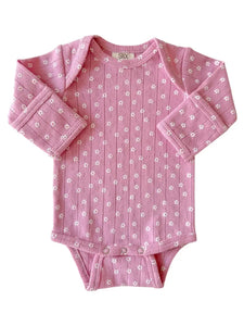 Baby Girls Pink Flower Long Sleeve Bodysuit