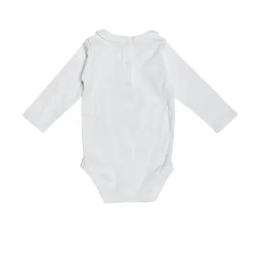 White Collar Baby Romper Long Sleeve