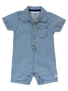 Infant Boys Light Wash Denim Button-Up Romper