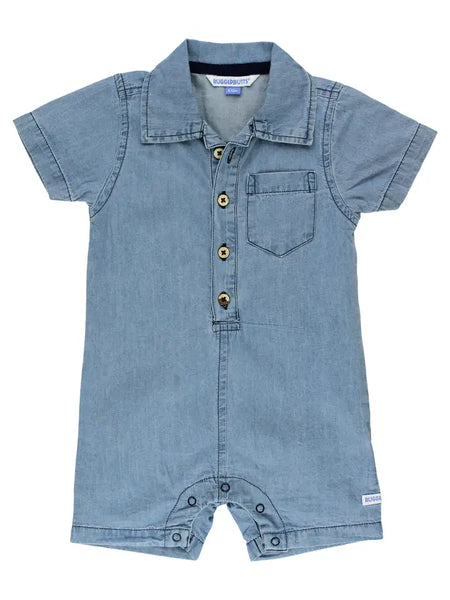 Infant Boys Light Wash Denim Button-Up Romper