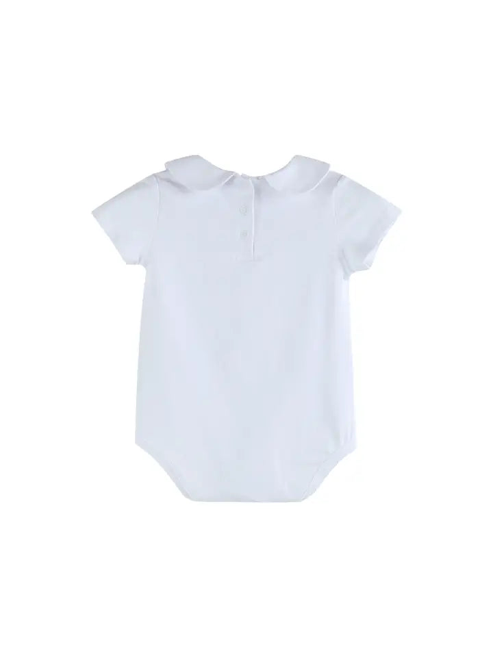 White Collar Baby Romper Short Sleeve
