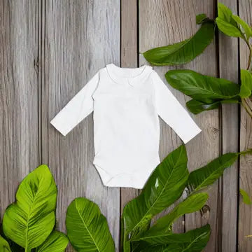 White Collar Baby Romper Long Sleeve