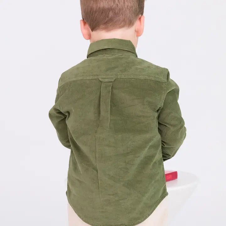 Rugged Butts Toddler Boys Stretch Corduroy Long Sleeve Button Down Shirt