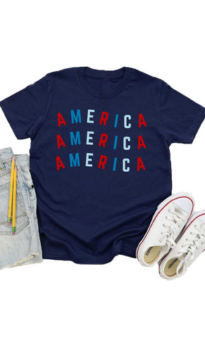 Red And Blue America Graphic Tee