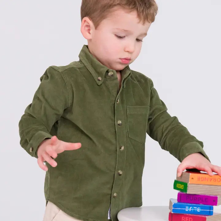 Rugged Butts Toddler Boys Stretch Corduroy Long Sleeve Button Down Shirt