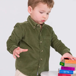 Toddler Boys Stretch Corduroy Long Sleeve Button Down Shirt