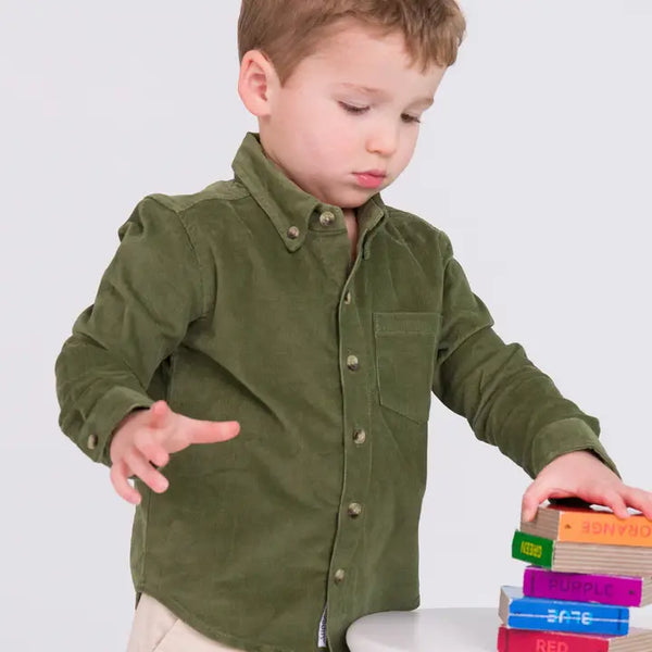 Toddler Boys Stretch Corduroy Long Sleeve Button Down Shirt