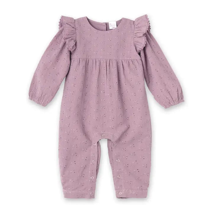 Infant Girls Mauve Eyelet Romper