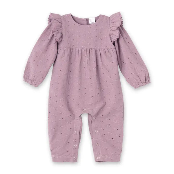 Infant Girls Mauve Eyelet Romper