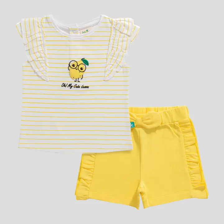 Baby Girls Lemon Ruffle Tee & Shorts Set