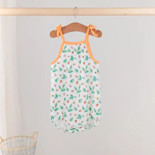 Infant Girl Lady Bug Love Organic Cotton Shoulder Tie Onesie