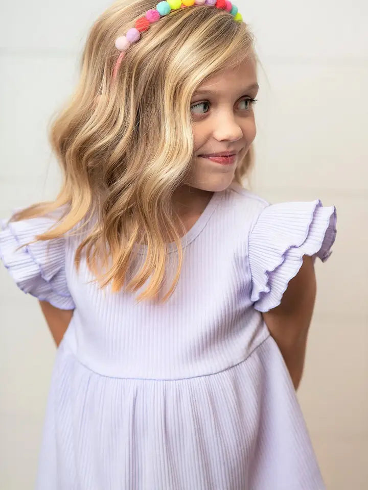 Girls Bright Ruffle Flutter Sleeve Top