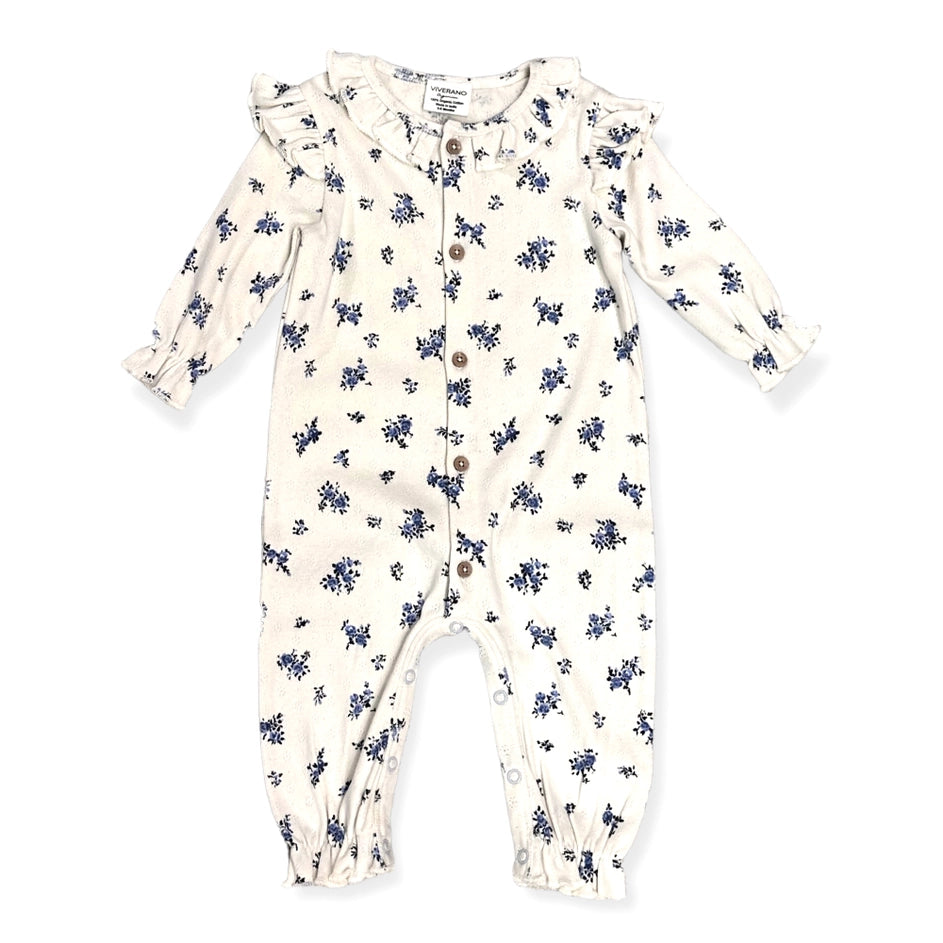 Infant Floral & Ruffled Pointelle Jumpsuit
