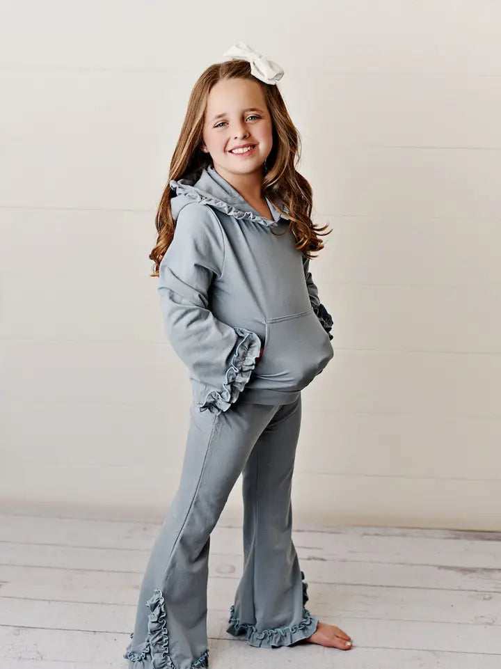 Girls Ruffle Detail Hoodie & Sweatpant Set