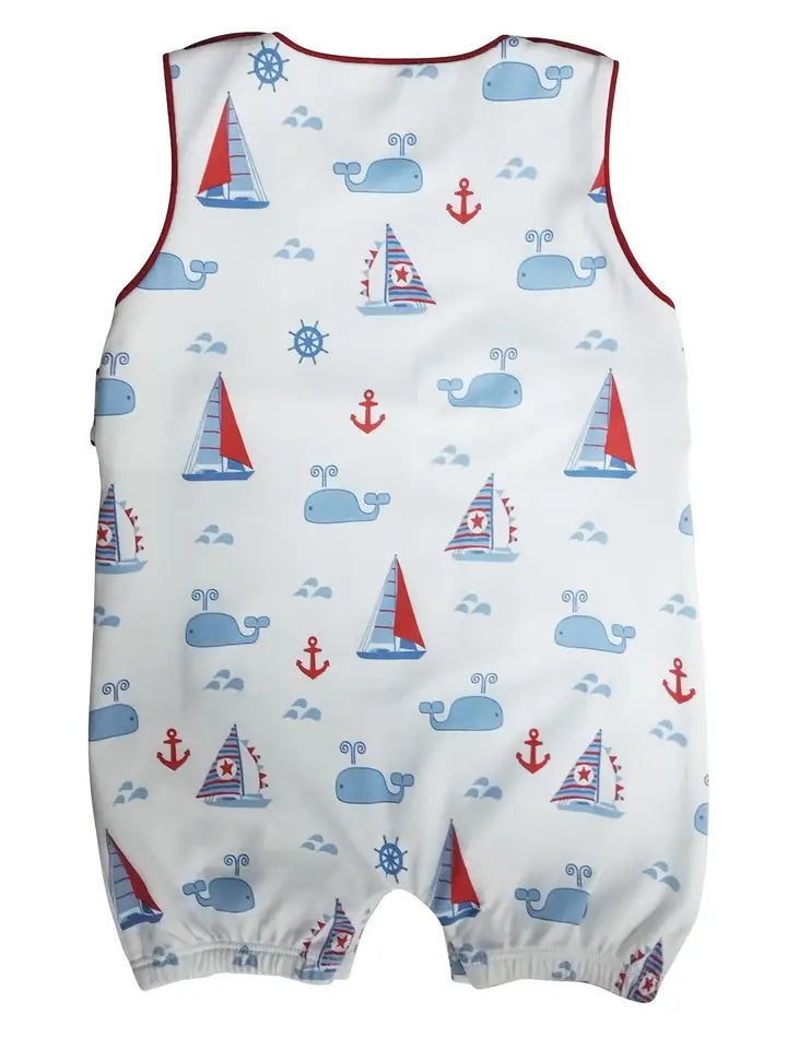 Baby Boys Nantucket Whales And Sailboats Romper