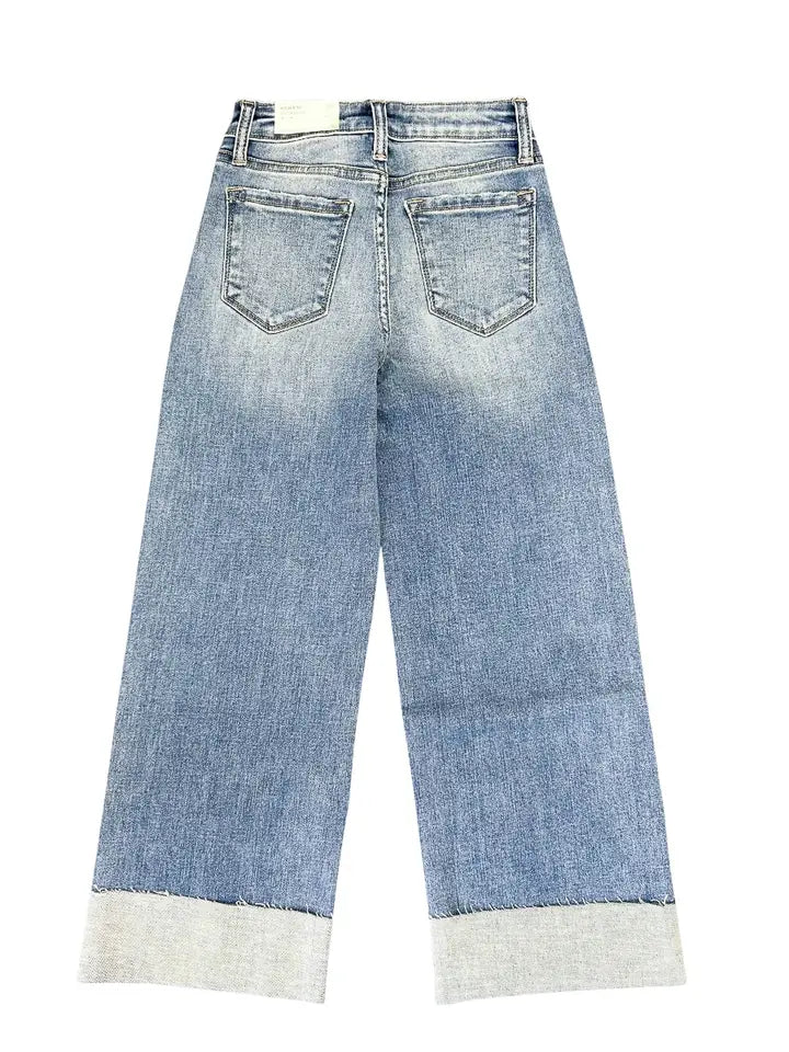 KanCan Youth Open Pack High Rise Crop Wide Leg Jeans